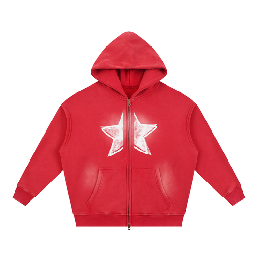 Sunfade Two-way Zipper Boxy Fleece Hoodie