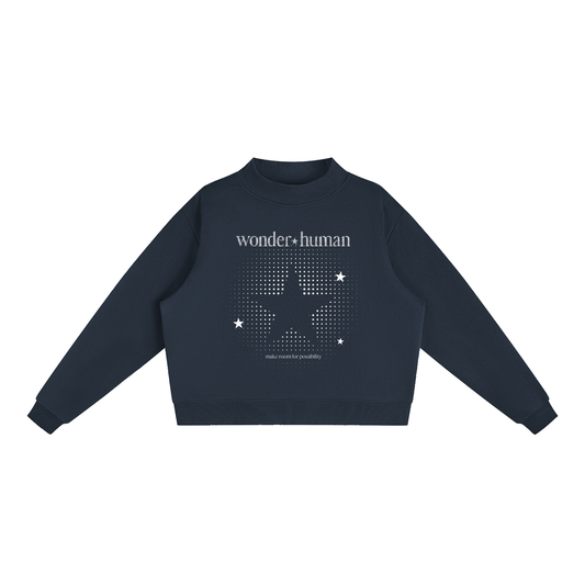 Essential Fleece Mock-Neck Crew Sweatshirt