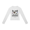 Oat Gray Unfinished Long Sleeve, front view showing “the world is still unfinished” graphic