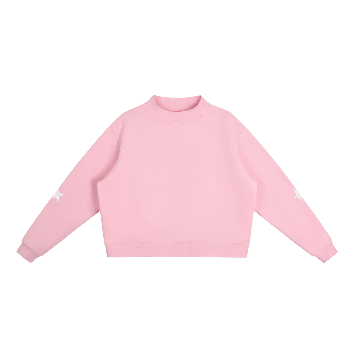Pink Celestial Archive Crewneck Sweatshirt, front view with star sleeve details
