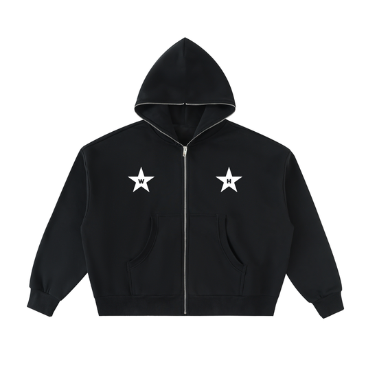 Fleeced Full-Zip Boxy Hoodie