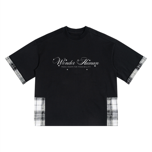Unisex Plaid Paneled T-Shirt