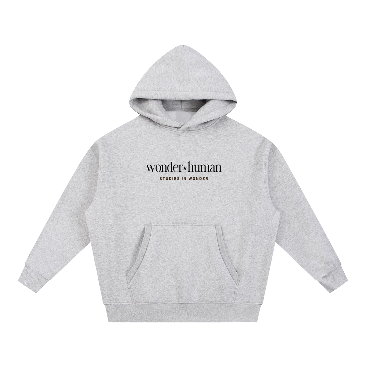 Flower Gray Star Index Hoodie front view with Wonder Human chest logo