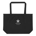 Black North Star Tote Bag, front view with white star and Wonder Human logo