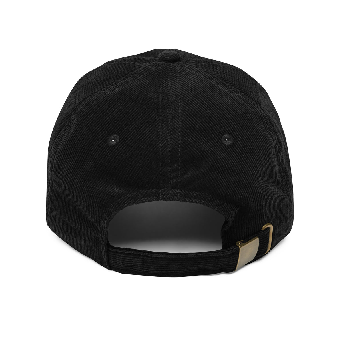 Black Wonder Human Corduroy Five-Star Cap, back view showing adjustable strap